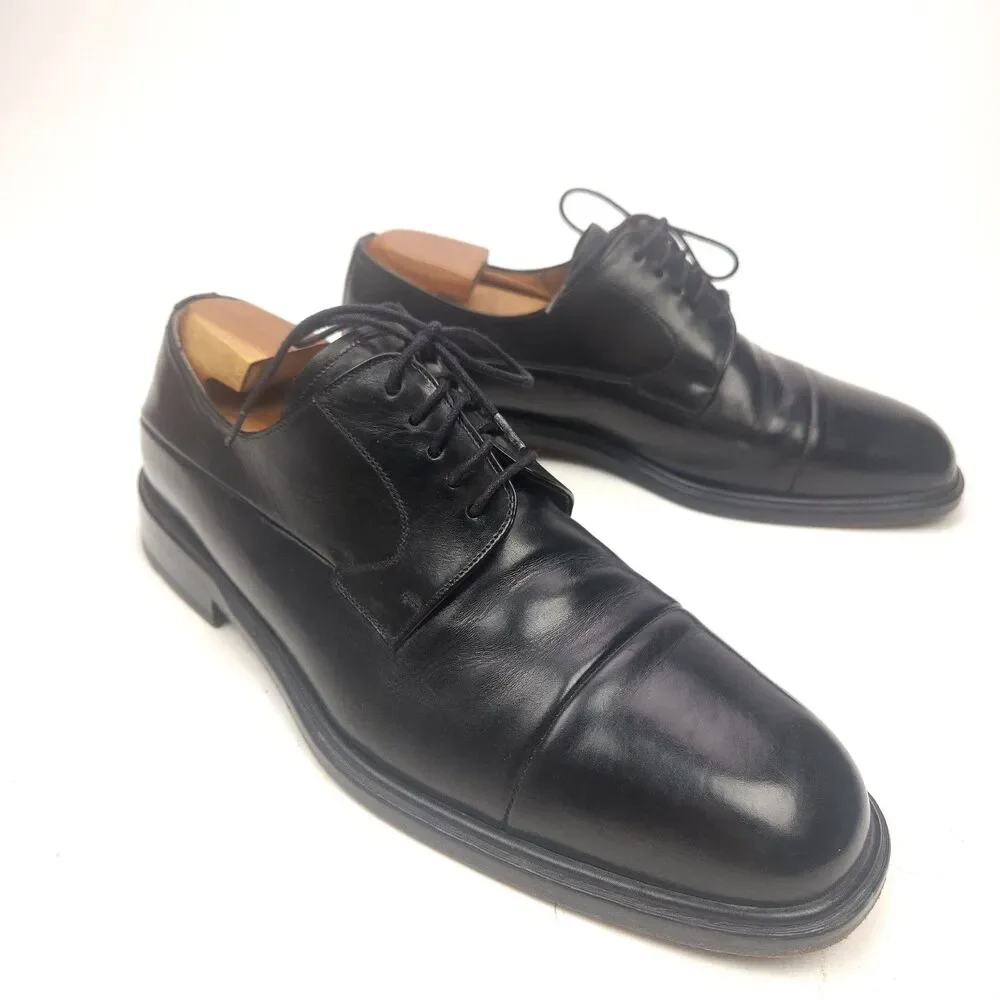 Mezlan Piazza Men's 10 W Black Cap Toe Oxfords Lace Up Dress Shoes